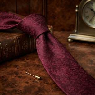Burgundy Tonal Damask Jacquard Tie