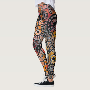 Burgundy Tranquil Oval Corals Original Art Leggings