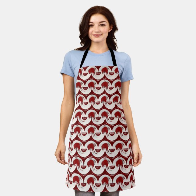 Burgundy Tubular Pattern Apron (Worn)