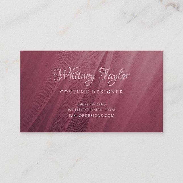 Burgundy Tulle Texture Business Card (Front)