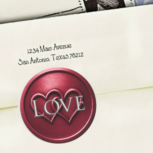 Burgundy Two Hearts Intertwined Wedding Classic Round Sticker