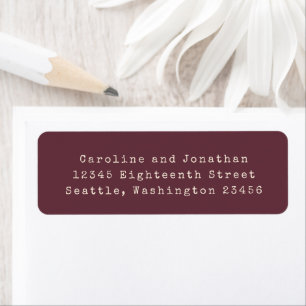 Burgundy Typewriter Typography Return Address Label