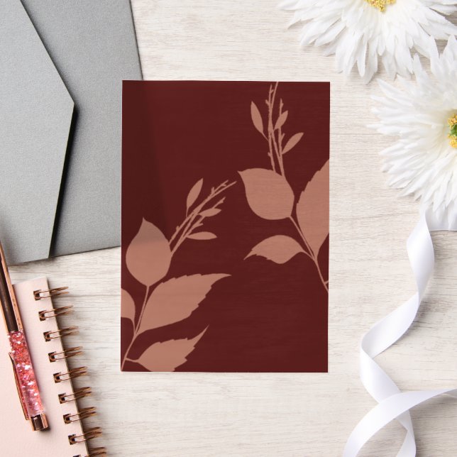 Burgundy Vellum with Leaves Invitations (Wedding)