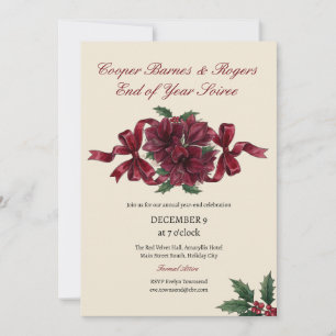Burgundy Velvet Bow Corporate End Of Year Soiree Invitation