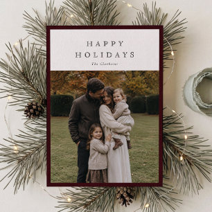 Burgundy Velvet Frame One Photo Holiday Card