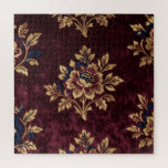 Burgundy Velvet Peony Gold Embroidery Floral  Jigsaw Puzzle<br><div class="desc">Rich,  opulent luxury in every detail. This exquisite design features large,  lush peonies in deep burgundy velvet with lavish gold metallic embroidery,  accented by midnight blue leaves and delicate stems. A timeless,  regal pattern that radiates sophistication and warmth perfect for those who love classic European inspired luxury florals.</div>