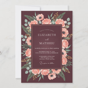 Burgundy Verdant Autumnal Wedding Invitation