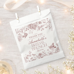 Burgundy Vintage Floral Bridal Brunch Dessert Favour Bag