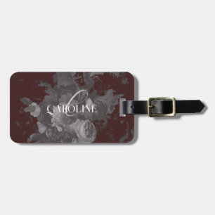 Burgundy Vintage Floral Still Life Stylish Luggage Tag