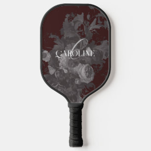Burgundy Vintage Floral Still Life Stylish Pickleball Paddle