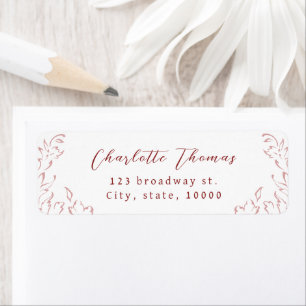Burgundy Vintage Flourish Script return address Return Address Label