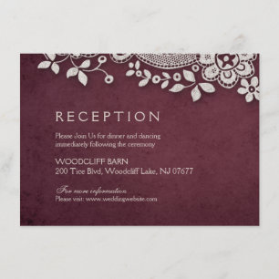 Burgundy vintage lace rustic weddng reception enclosure card