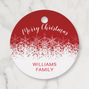 Burgundy vintage snowflake merry christmas favour tags