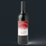 Burgundy vintage snowflake merry christmas wine label<br><div class="desc">Snowflakes on a light burgundy top border with decorative script on the top and sans serif personal information on the bottom. Wonderful combination of two classical holiday colours.</div>