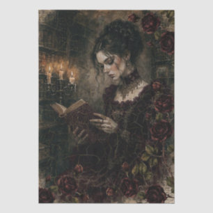 Burgundy Vintage Victorian Fantasy Girl Decoupage Tissue Paper