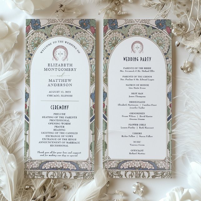 Burgundy Vintage Wedding Program Art Nouveau (Creator Uploaded)