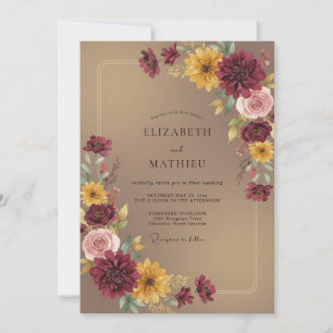 Burgundy Warm Harvest Wedding Invitation