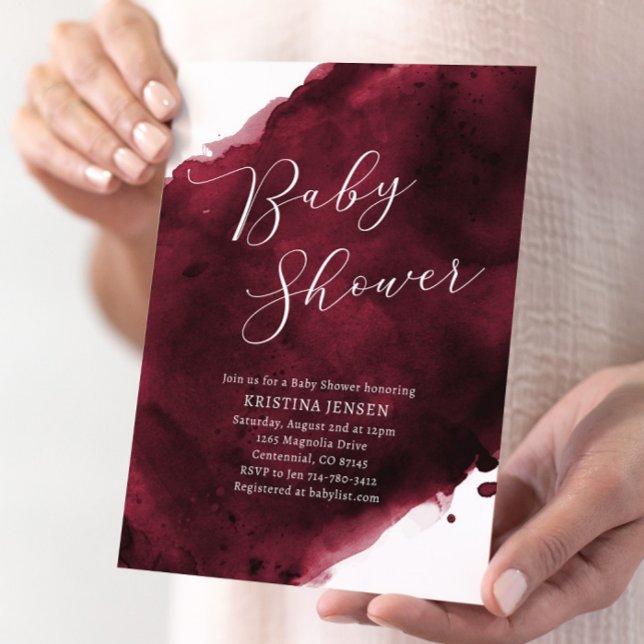 Burgundy Watercolor Baby Shower  Invitation (Creator Uploaded)