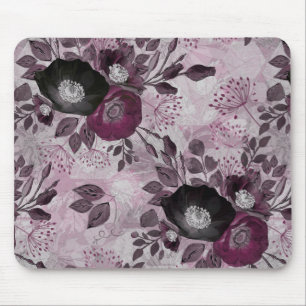 Burgundy watercolor flowers. mouse pad