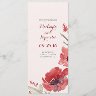 burgundy watercolor flowers wedding programs