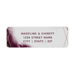 Burgundy Watercolor Framed Wedding Return Address Label