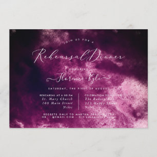 Burgundy Watercolor Luxe Script Rehearsal Dinner Invitation