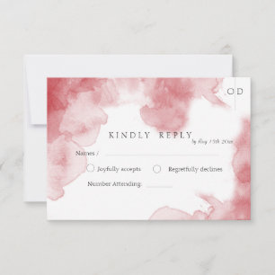 Burgundy Watercolor Modern Soft Wedding RSVP Card