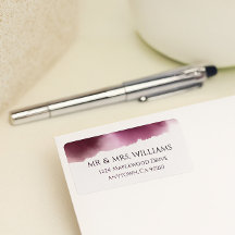Burgundy Watercolor Wedding - Elegant Address