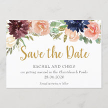 Burgundy Watercolour Fall Wedding Save The Date