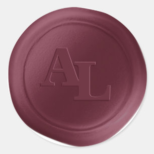 Burgundy Wax Seal Monogram Wedding Stickers