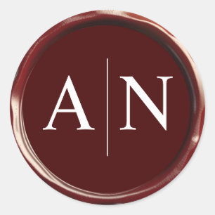Burgundy Wax Seal Wedding Monogram Sticker