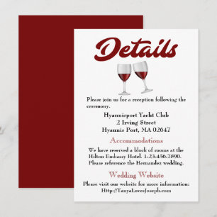Burgundy Wedding Details Wine Glasses Directions Invitation