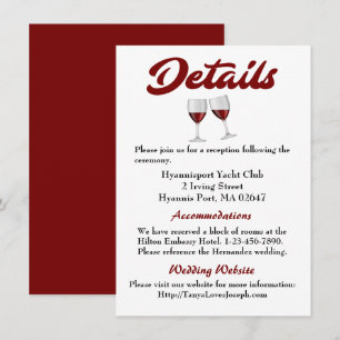 Burgundy Wedding Details Wine Glasses Directions Invitation