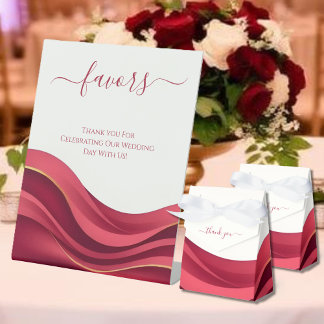 Burgundy Wedding Favors Pedestal Sign