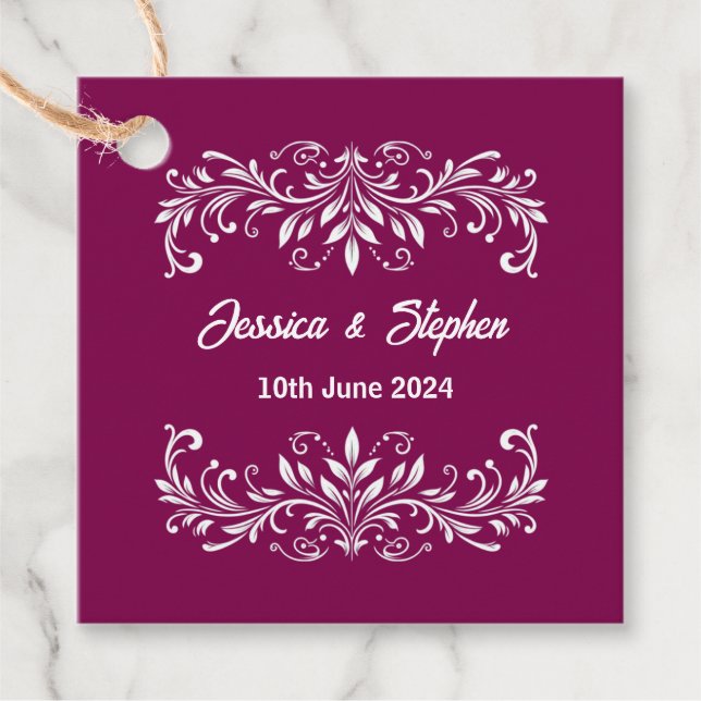 Burgundy Wedding   Favour Tags (Front)