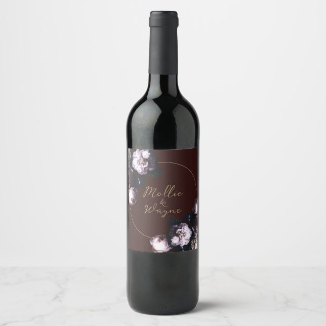Burgundy Wedding Floral Label (Front)