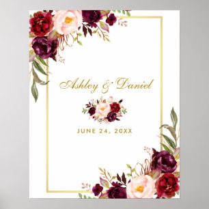 Burgundy Wedding Guest Book Alternative Poster
