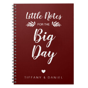 Burgundy Wedding Little Note Big Day Personalised Notebook