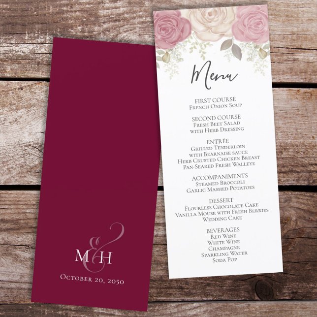 Burgundy Wedding Menu Floral Custom (Creator Uploaded)