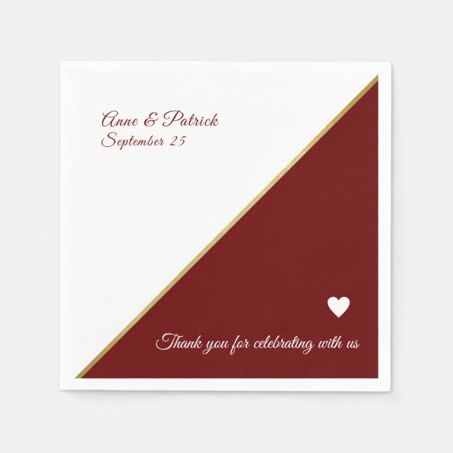 Burgundy wedding napkin (Front)