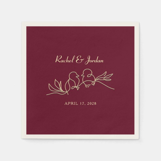 Burgundy Wedding  Napkin (Front)