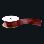Burgundy Wedding Personalised Name Ribbon Satin Ribbon<br><div class="desc">This custom burgundy ribbon with the bride's and groom's names and the date of the wedding is great for gift wrapping and will make your gift boxes or wedding favours look really cute. Personalise it with your names and wedding date.</div>
