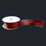 Burgundy Wedding Personalised Name Ribbon Satin Ribbon<br><div class="desc">This custom burgundy ribbon with the bride's and groom's names and the date of the wedding is great for gift wrapping and will make your gift boxes or wedding favours look really cute. Personalise it with your names and wedding date.</div>