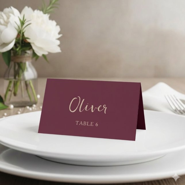Burgundy Wedding  Personalised Table Name Place Card (Creator Uploaded)