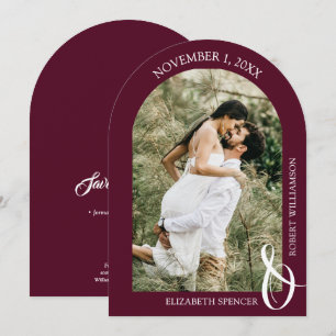 Burgundy Wedding Photo QR Code Save the Date