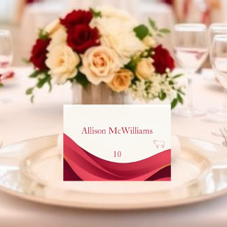 Burgundy Wedding Place Card-Meat Table Number