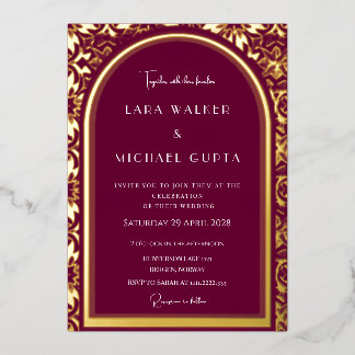 Burgundy Wedding (Retro-Dotted)