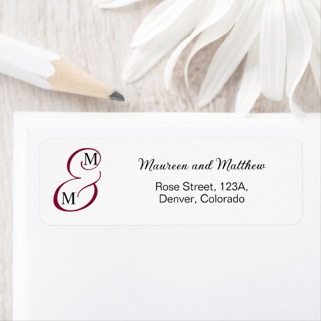 Burgundy Wedding Return Address Label (Insitu)