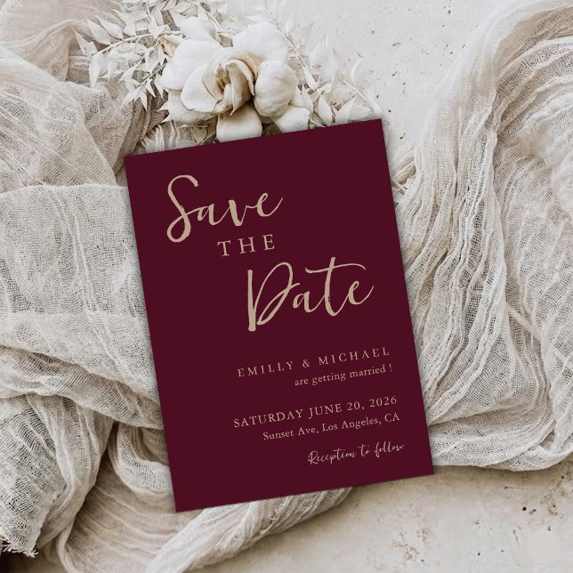 Burgundy Wedding Save The Date Elegant Custom  (Creator Uploaded)