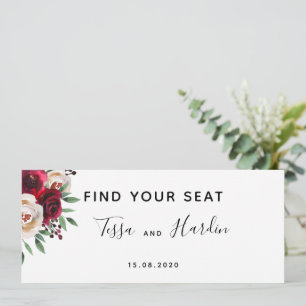 Burgundy Wedding Seating Chart Card